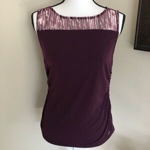 *CALVIN KLEIN* Purple Sheer Shoulder Top Size Small NWT